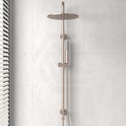 Meir 300Mm Round Champagne Twin Shower Station Universal Water Inlet Showers