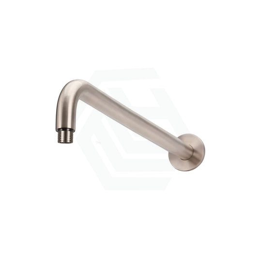 Meir 400Mm Round Wall Mounted Shower Curved Arm Champagne Solid Brass Arms