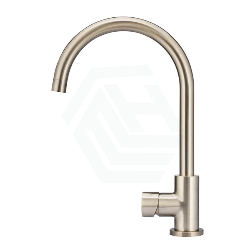 Meir Round Gooseneck 360¡ã Swivel Kitchen Mixer Tap With Pinless Handle Champagne Sink Mixers