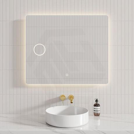 900x750mm Rectangle LED Mirror With Magnifier, Touch Sensor Switch 3 Colours Lighting Acrylic Backlit