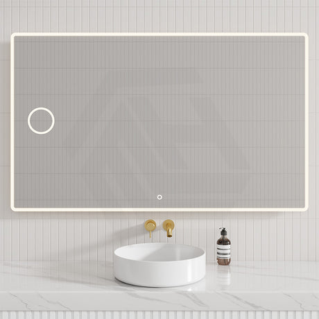 1500x900mm Rectangle LED Mirror With Magnifier, Touch Sensor Switch 3 Colours Lighting Acrylic Frontlit Horizontal