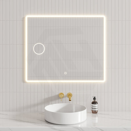 900x750mm Rectangle LED Mirror With Magnifier, Touch Sensor Switch 3 Colours Lighting Acrylic Frontlit