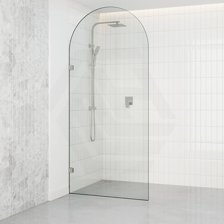 900/1000X2200Mm Arch Frameless Shower Screen Fixed Panel Tempered Glass Brushed Nickel