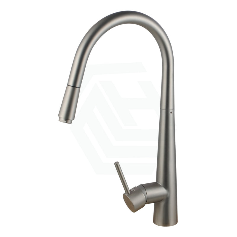 Euro Brushed Nickel Solid Brass Round Mixer Tap With 360 Swivel And Pull Out For Kitchen Kitchen