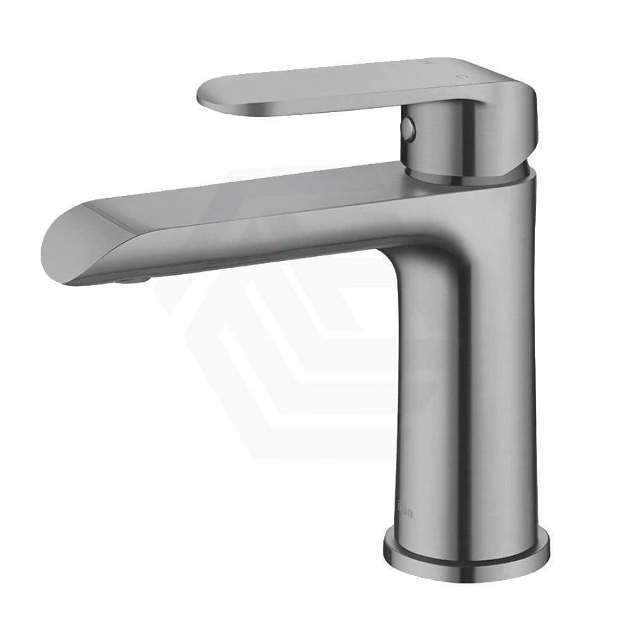 N#1(Nickel) Ikon Kara Solid Brass Brushed Nickel Basin Mixer Tap For Vanity And Sink Short Mixers
