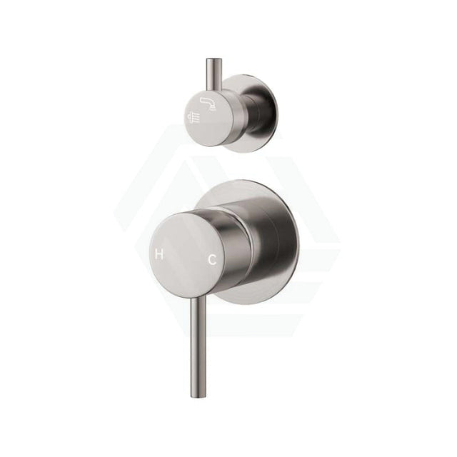 N#1(Nickel) Norico Round Brushed Nickel Shower/Bath Mixer With Diverter Brass Wall Mixers