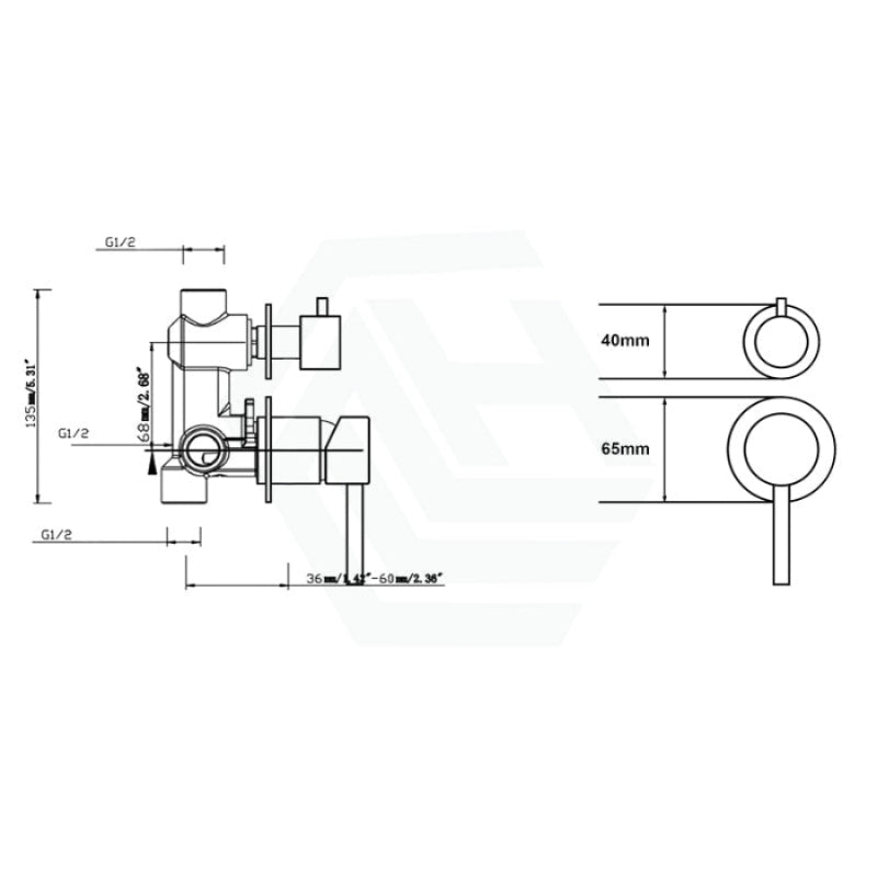 N#1(Nickel) Norico Round Brushed Nickel Shower/Bath Mixer With Diverter Brass Wall Mixers