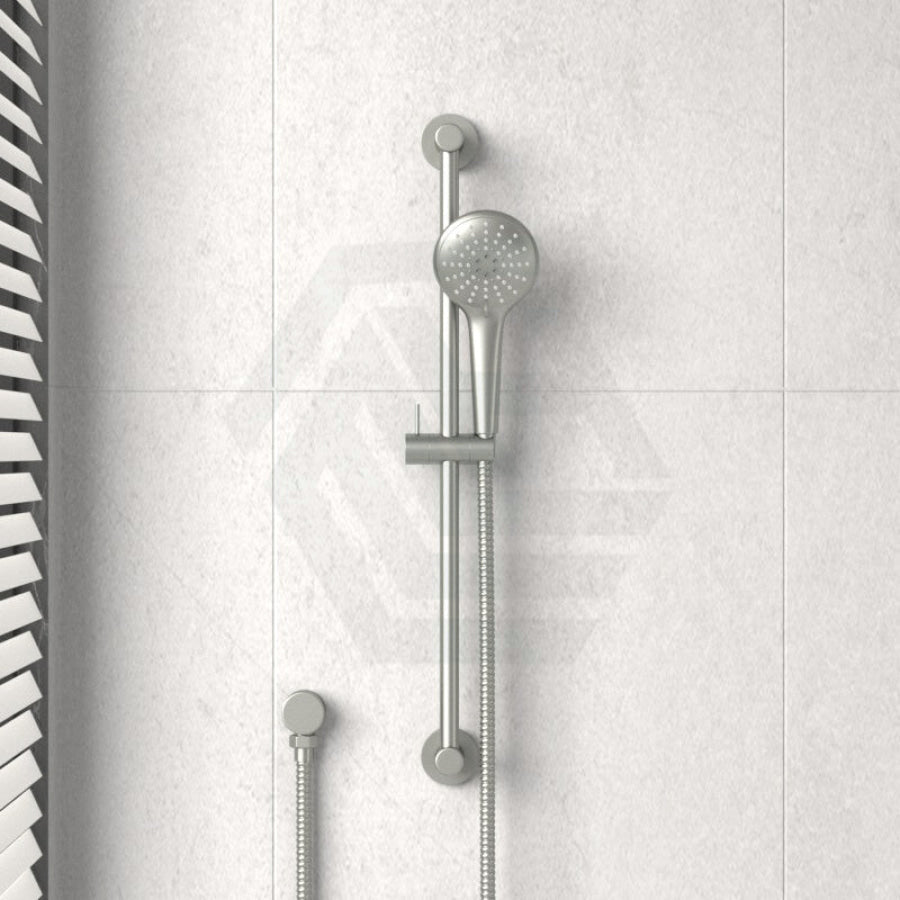 N#3(Nickel) Meir Round Three Function Hand Shower On Rail Column Pvd Brushed Nickel With Handheld