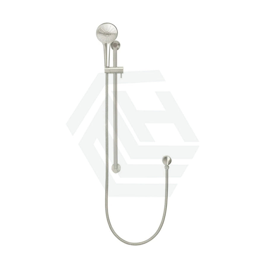N#5(Nickel) Meir Round Three Function Hand Shower On Rail Column Pvd Brushed Nickel With Handheld