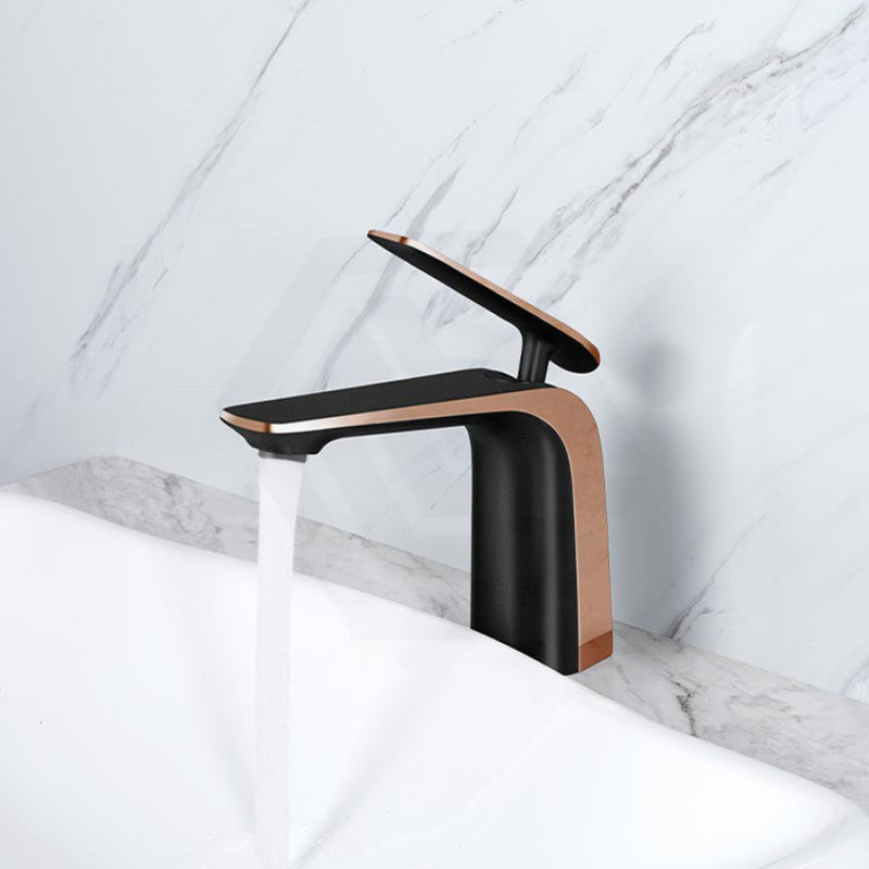 Norico Esperia Matt Black & Rose Gold Solid Brass Mixer Tap For Basins Bathroom Products