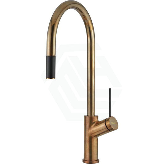 Oliveri Vilo Natural Brass Pull Out Kitchen Mixer Tap Sink Mixers