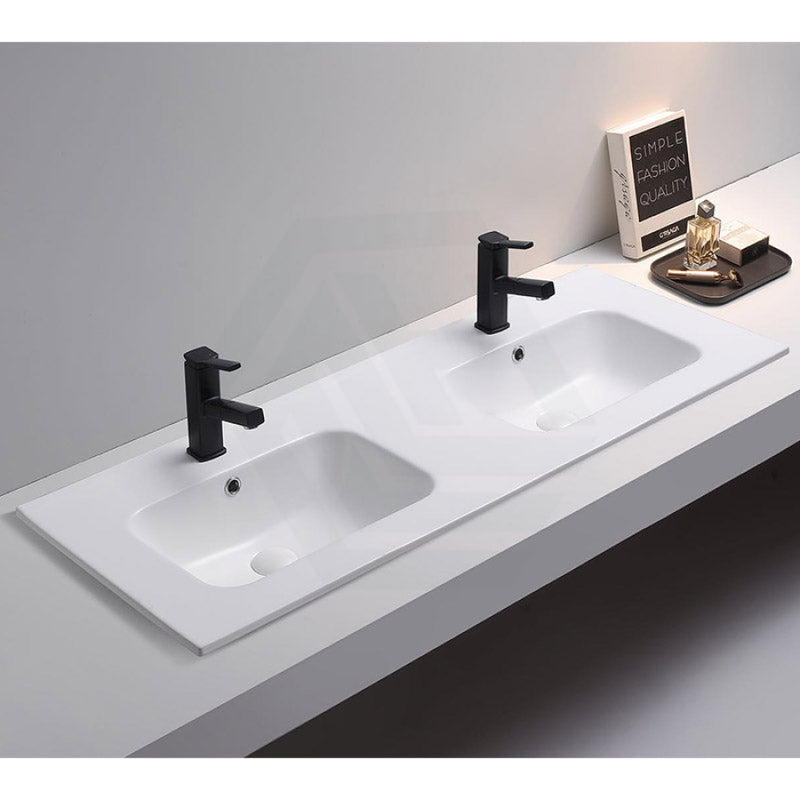 Olivia Ceramic Top For Bathroom Vanity Matt White 600/750/900/1200 1200Mm (Double Bowls) Tops