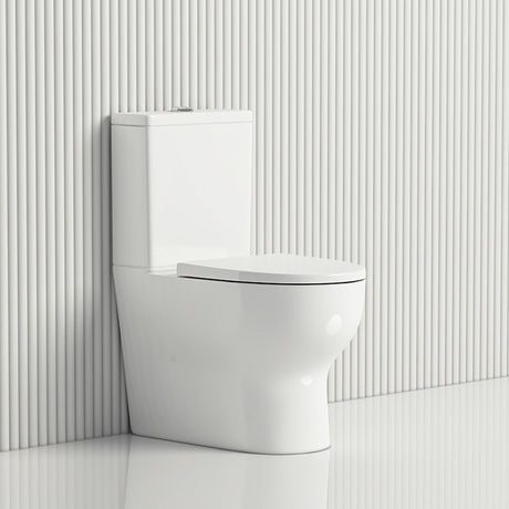 675x395x840mm Pola Ceramic White Box Rim Back To Wall Toilet Suite Back/Left and Right Bottom Inlet