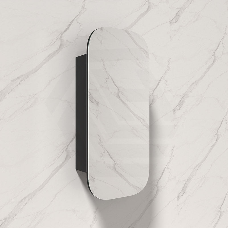 400mm / 600mm Matt Black PVC Shaving Cabinet Pencil Mirror Wall Hung for Bathroom