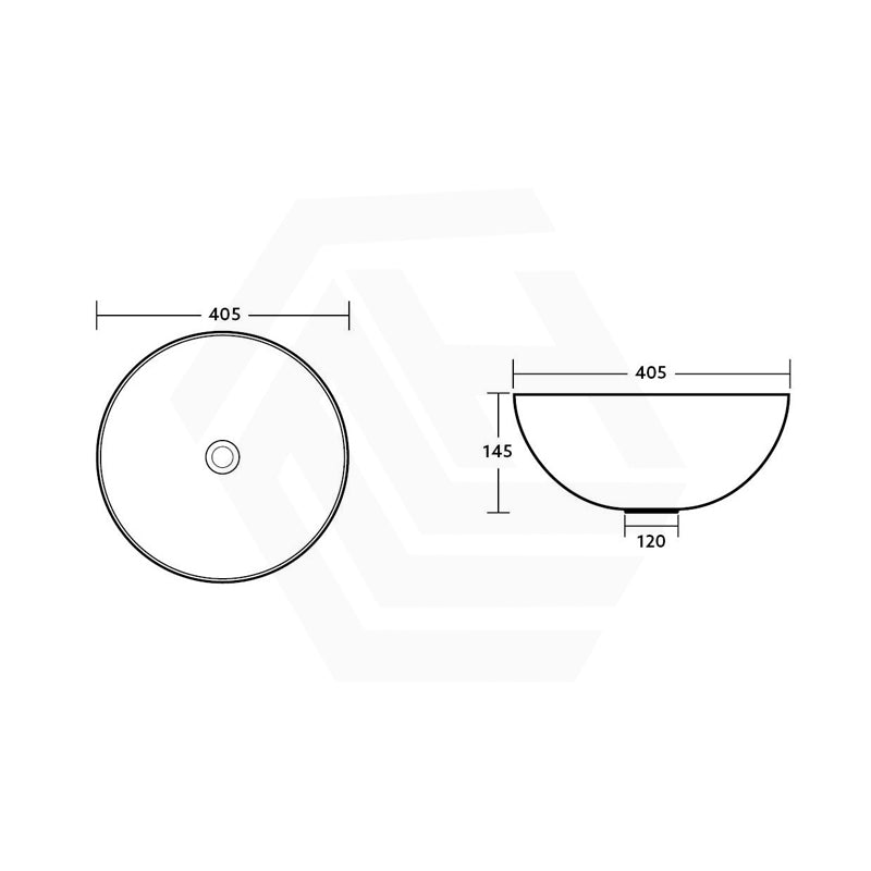 405x405x130mm Round Above Counter Top Ceramic Basin In Various Colour