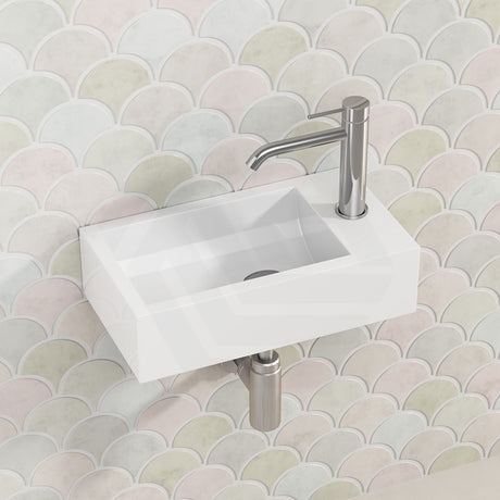 Wall Hung Basin Ceramic Left Right Hand Bowl Gloss White