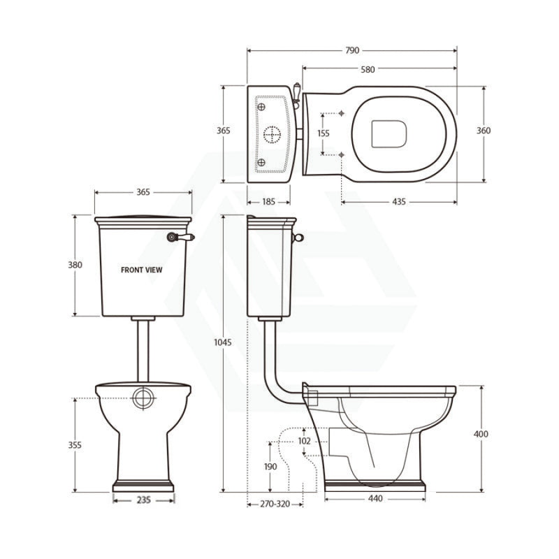 Rak Washington Front Lever Adjustable Link Toilet Suite P - Trap Or S - Trap Available Box Rim