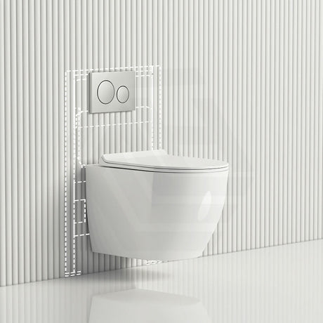 Raul Rimless Wall Hung Toilet Pan With Geberit Framed Inwall Concealed Cistern Sigma8 - F Push