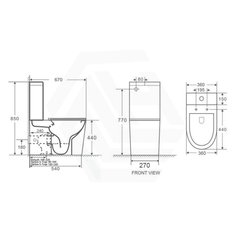 670x360x850mm Bathroom Rimless Tornado Toilet Suite Comfort Height Back To Wall Variant Colour Available
