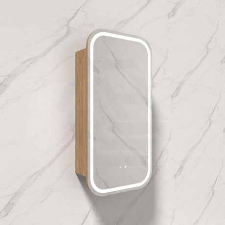 450x900mm Carysil Plywood Wall Hung Squircle Motion Sensor LED Shaving Mirror Cabinet Matt White/Walnut Finish for Bathroom