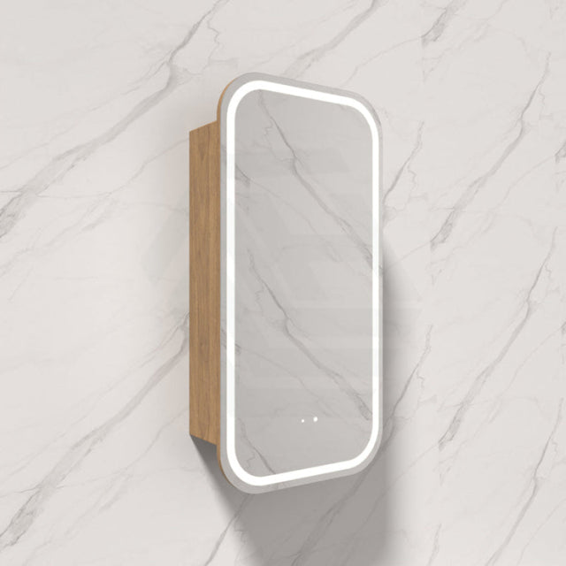 450x900mm Carysil Plywood Wall Hung Squircle Motion Sensor LED Shaving Mirror Cabinet Matt White/Walnut Finish for Bathroom