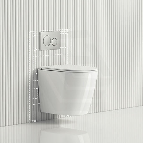 Zara Rimless Wall Hung Toilet Pan With Geberit Framed Inwall Concealed Cistern Sigma8 - F Push