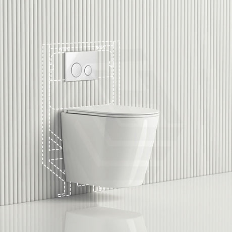 Zara Rimless Wall Hung Toilet Pan With Inwall Cistern Flush Button Suites