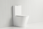 Modern white toilet in minimalist bathroom