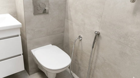 Modern bathroom with a toilet and bidet shower