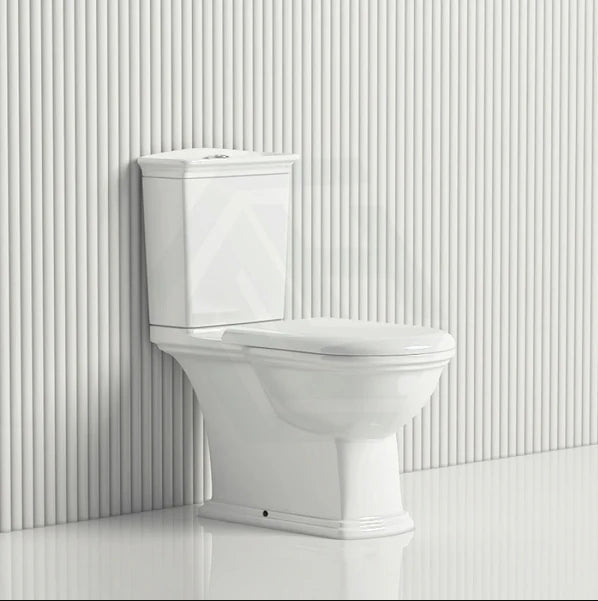 Close coupled toilet with classic ceramic design
