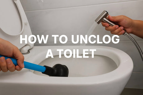 Unclogging a toilet with a plunger and bidet spray