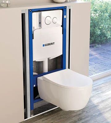 Geberit in-wall cistern with wall-hung toilet installation