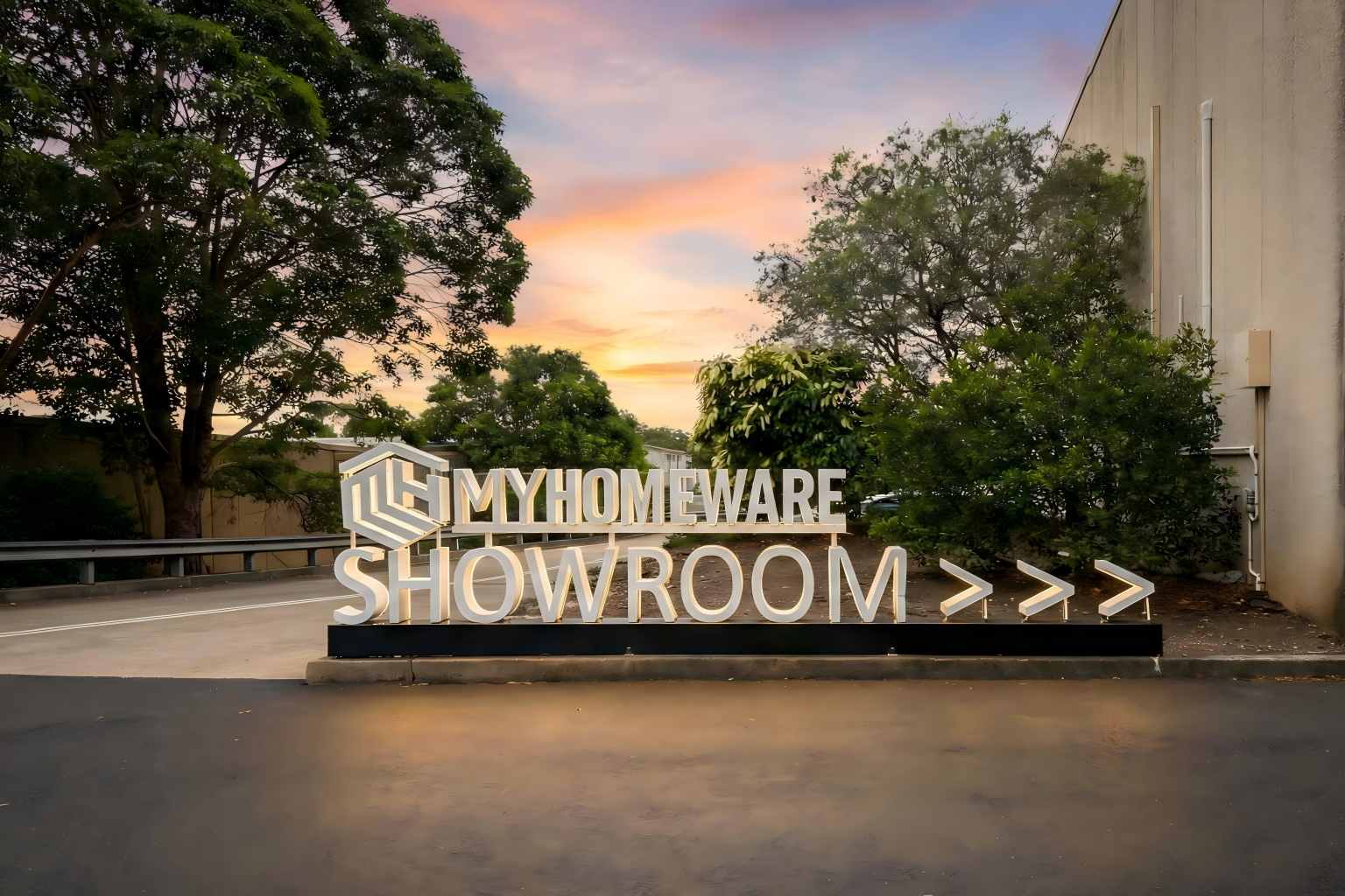 MyHomeware showroom exterior with large white signage.