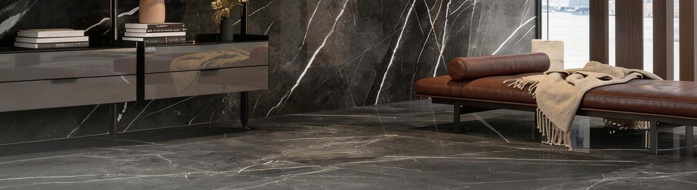 Black Tiles with Modern House Decoration