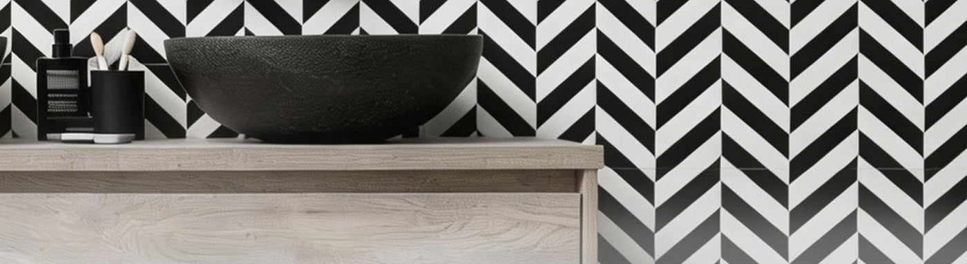 Black & White Tiles with Modern Home Decoration