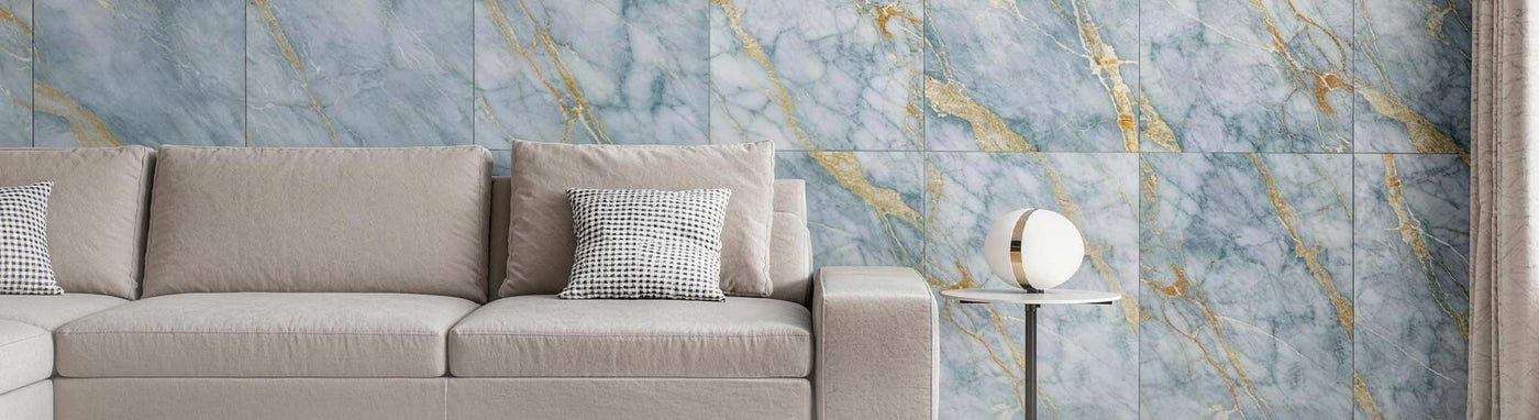 Blue Tiles with Modern Home Decoration