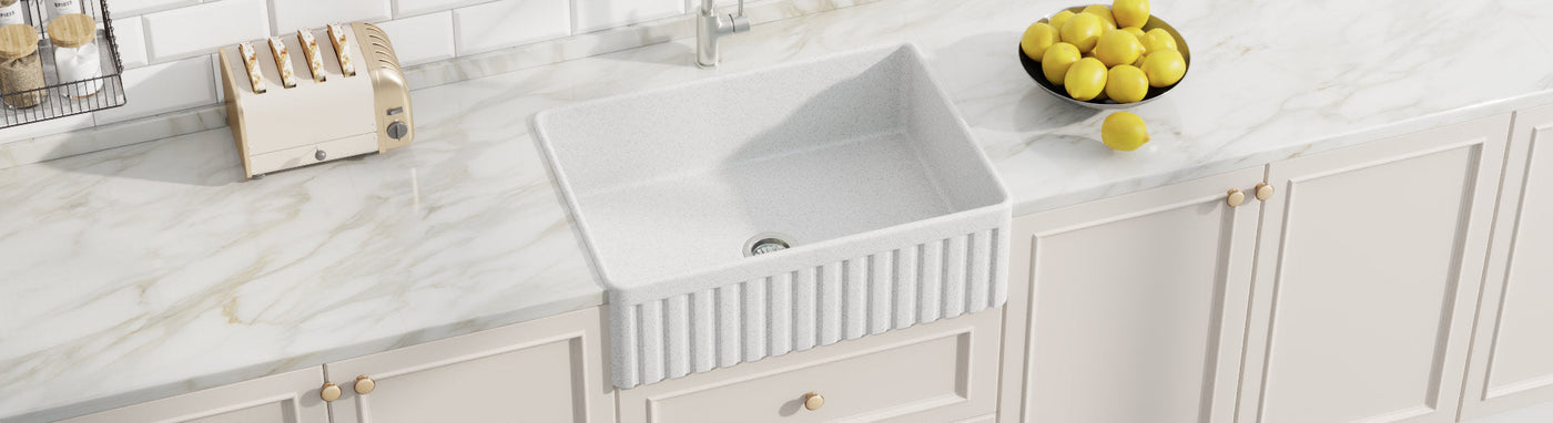 gloss white granite farmhouse single bowl kitchen sink