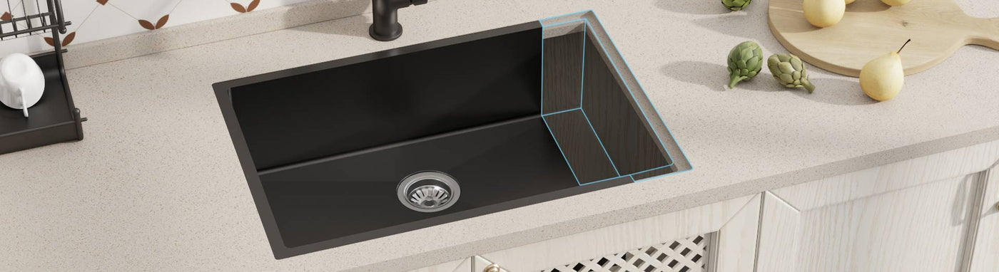 matt black single bowl Flush Mount Kitchen Sink