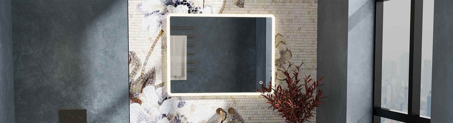 Frameless square LED mirror with backlight