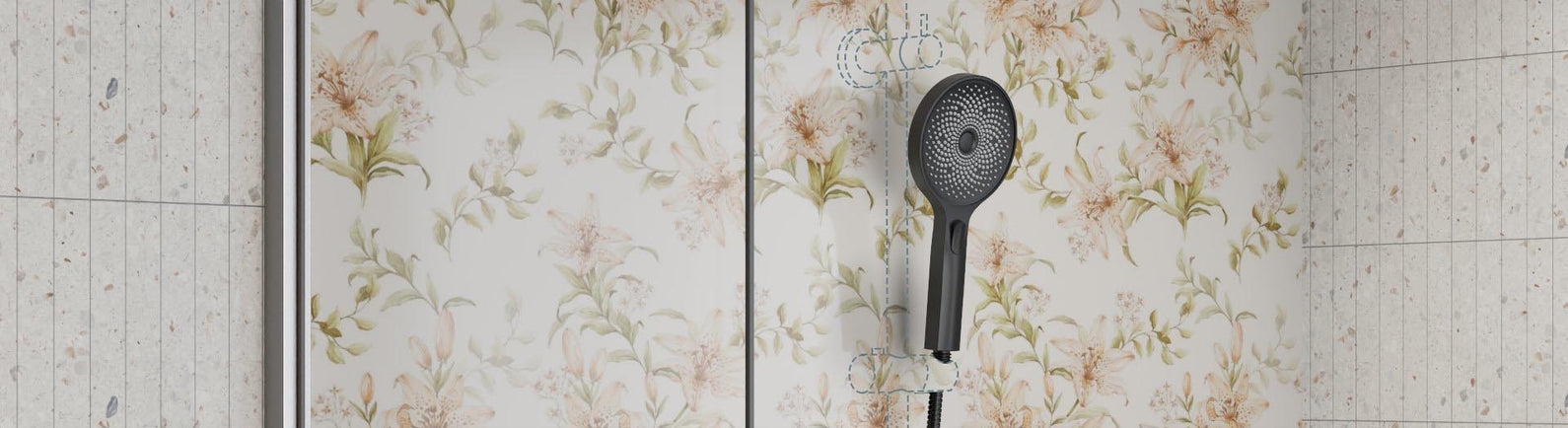 matt black handheld shower head only on the wall
