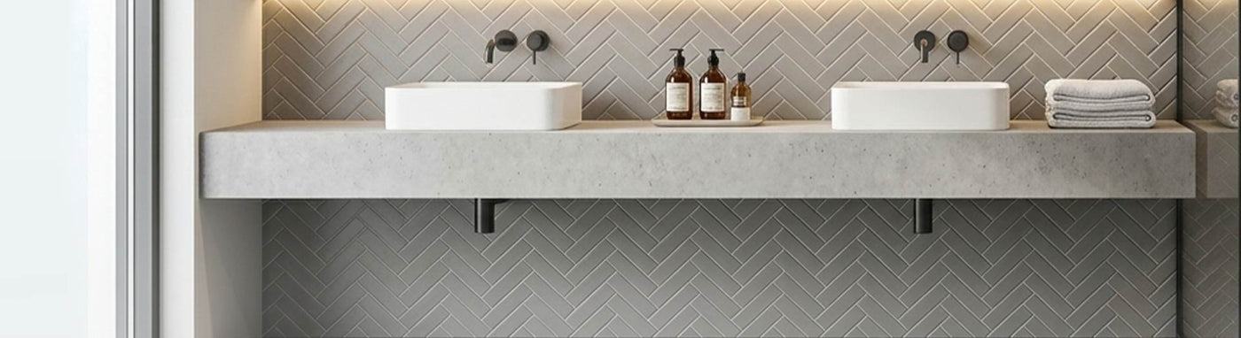 Herringbone Tiles with Modern Home Decoration