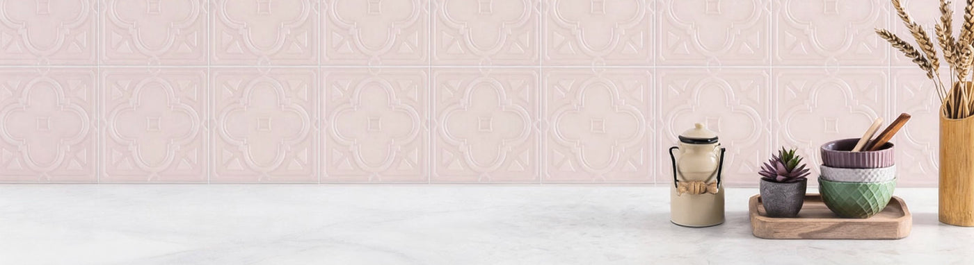 Pink Tiles with Modern Home Decoration