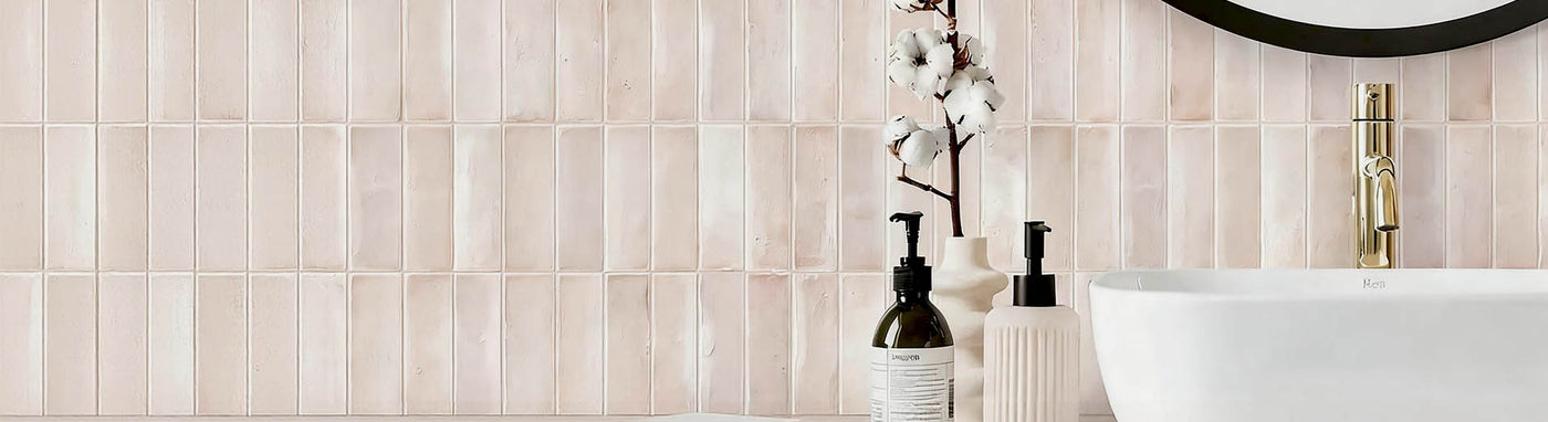 Pink Bathroom Tiles with Modern Bathroom Decoration