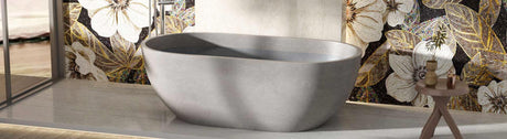 Modern matte grey concrete freestanding bath