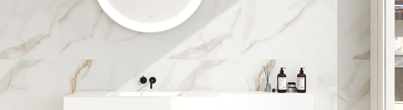 White Bathroom Tiles with Modern Bathroom