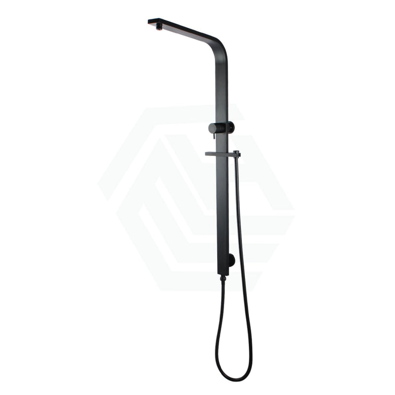 10 Inch 250Mm Square Black Wide Rail Twin Shower Station Top Water Inlet With 3 Functions Handheld