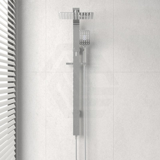 Wide Rail Twin Shower Station Square Chrome