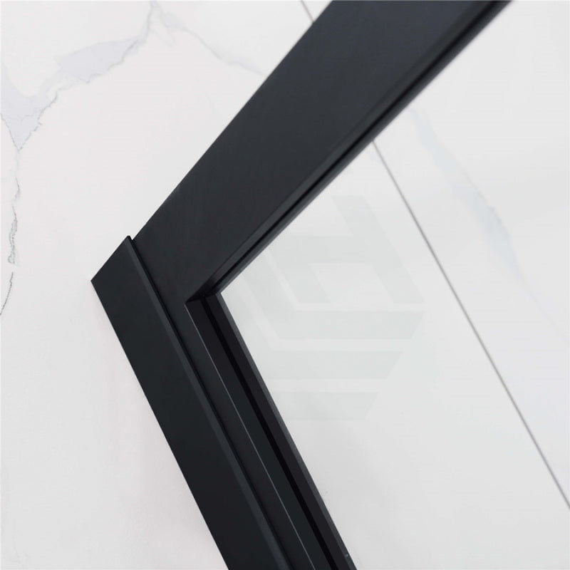 1000-1100X2000Mm Black Fully Framed Shower Screen Grid Single Door Fixed Panel Walk-In 6Mm Small