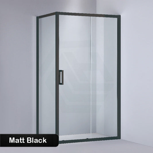 1040-1750X1900Mm L Shape Shower Screen Sliding Door Matt Black Semi-Frameless 6Mm Glass With Return