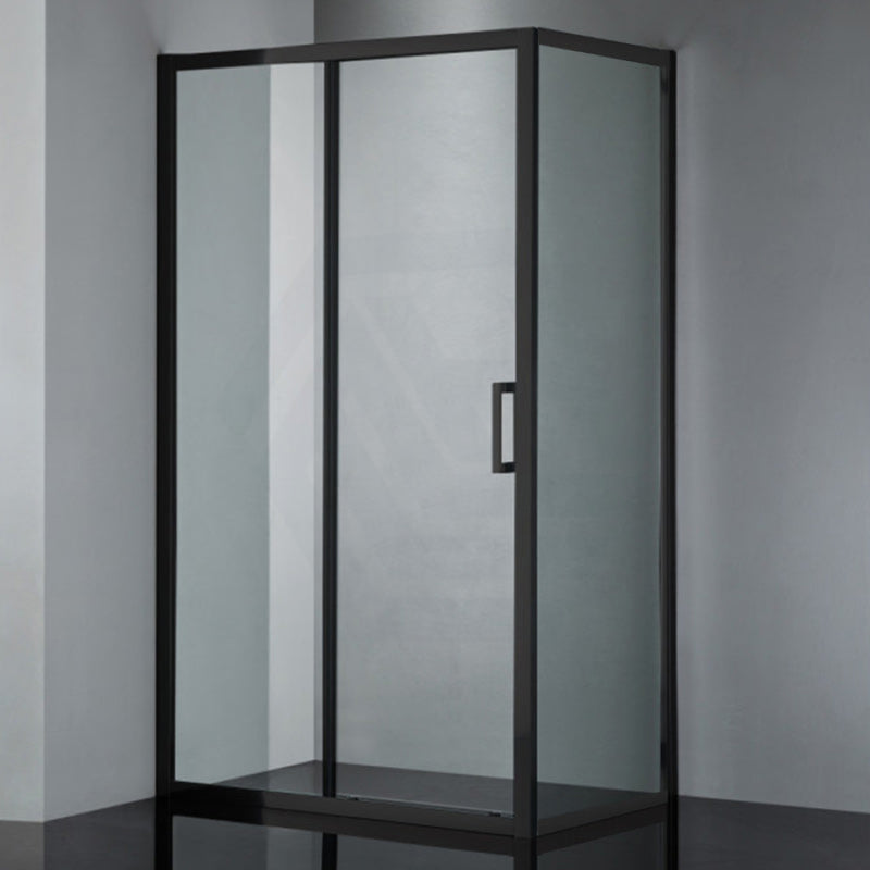 1040-1750X1900Mm L Shape Shower Screen Sliding Door Matt Black Semi-Frameless 6Mm Glass With Return